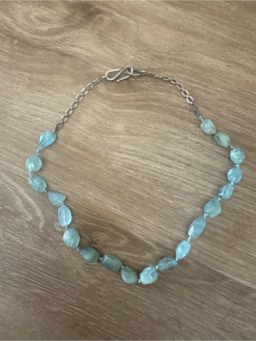 Aquamarine Beaded Necklace - Seafoam Blue - Unbranded